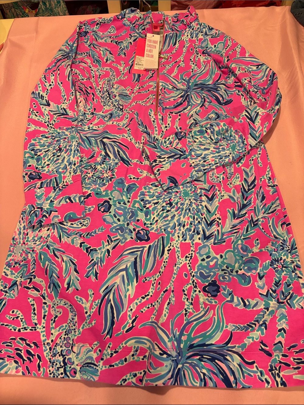 Lilly Pulitzer Skipper Ruffle Dress L New Kids on the Dock Pink Pockets NWT